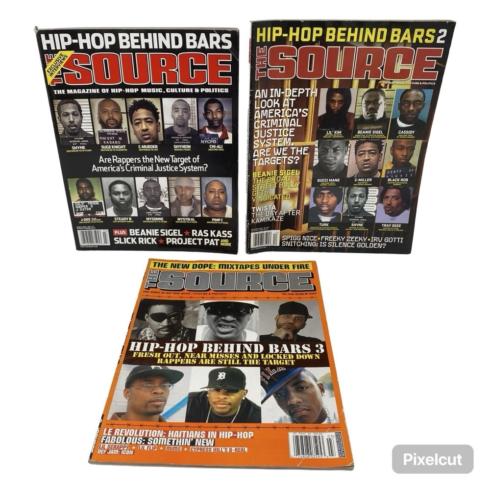 (Lot of 3) The Source Magazine Hip-Hop Behind Bars 1 2 3 Gucci C Murder Mystikal